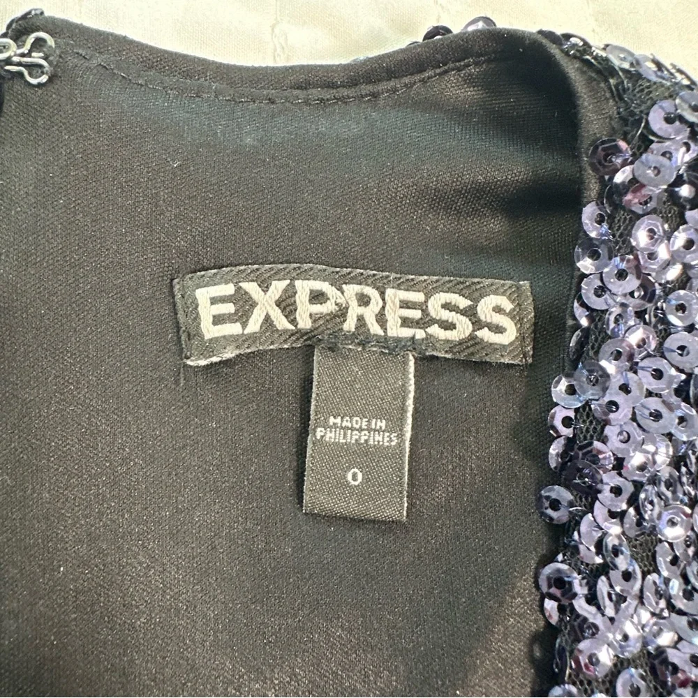 Express Blue Deep V-Neck Surplice Sequin Party Mini Dress - Picture 8 of 16